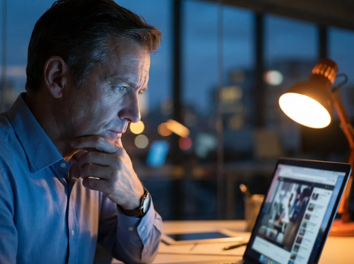 Un décideur B2B regarde une vidéo sur son ordinateur